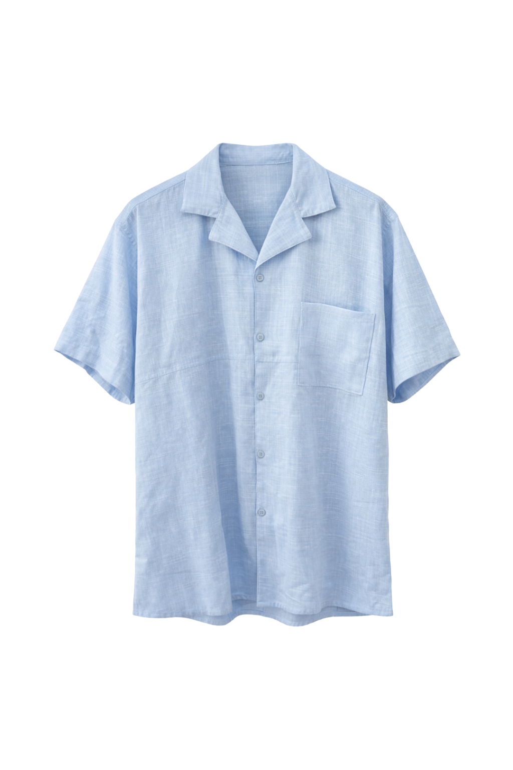 Light blue short-sleeve shirt on a white background