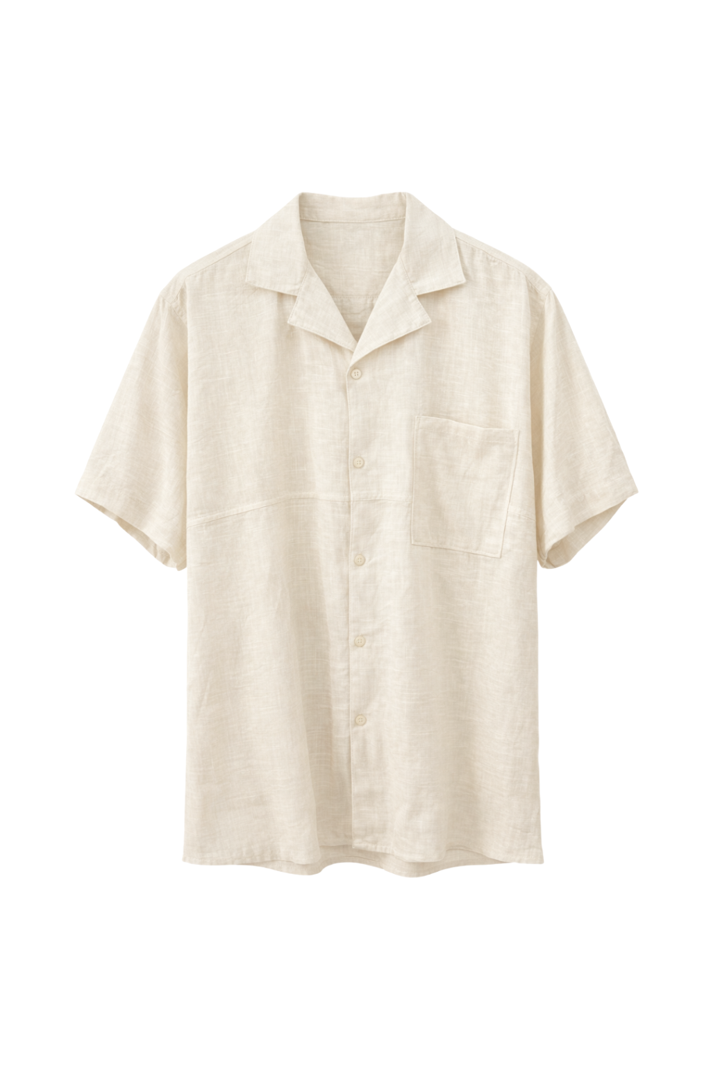 Beige short-sleeve shirt on a white background