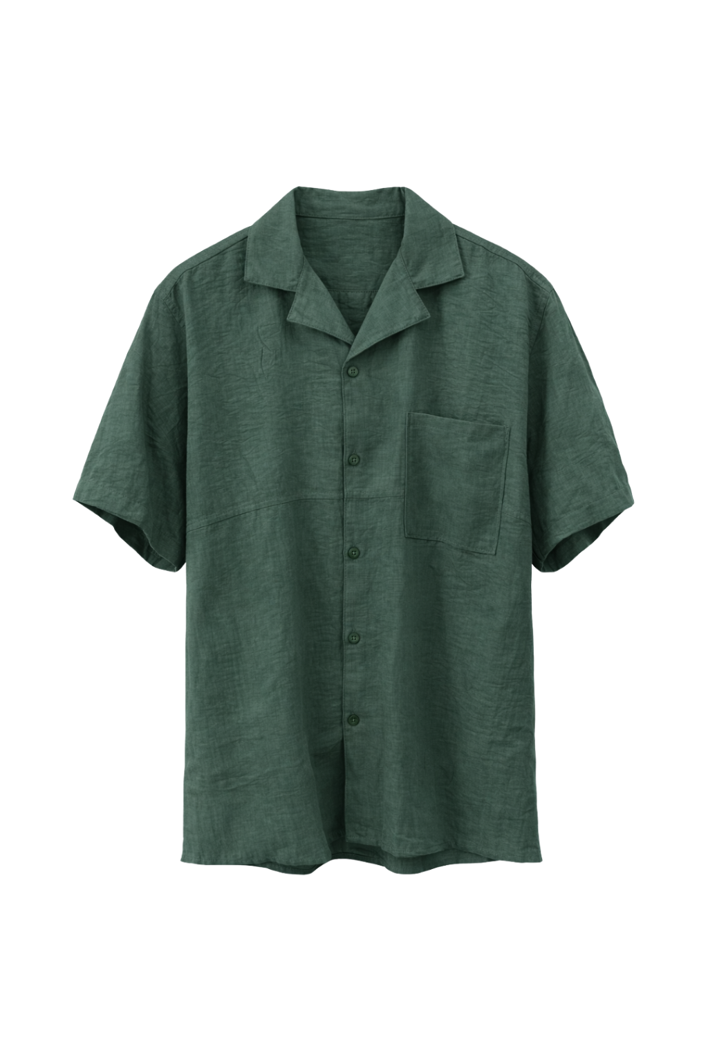 Green short-sleeve shirt on a white background