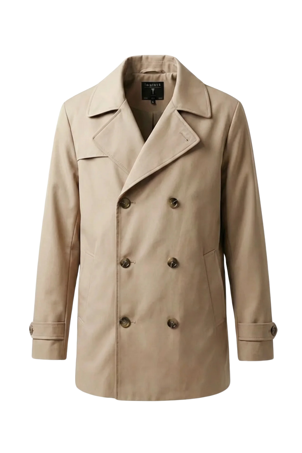 Beige trench coat on a white background