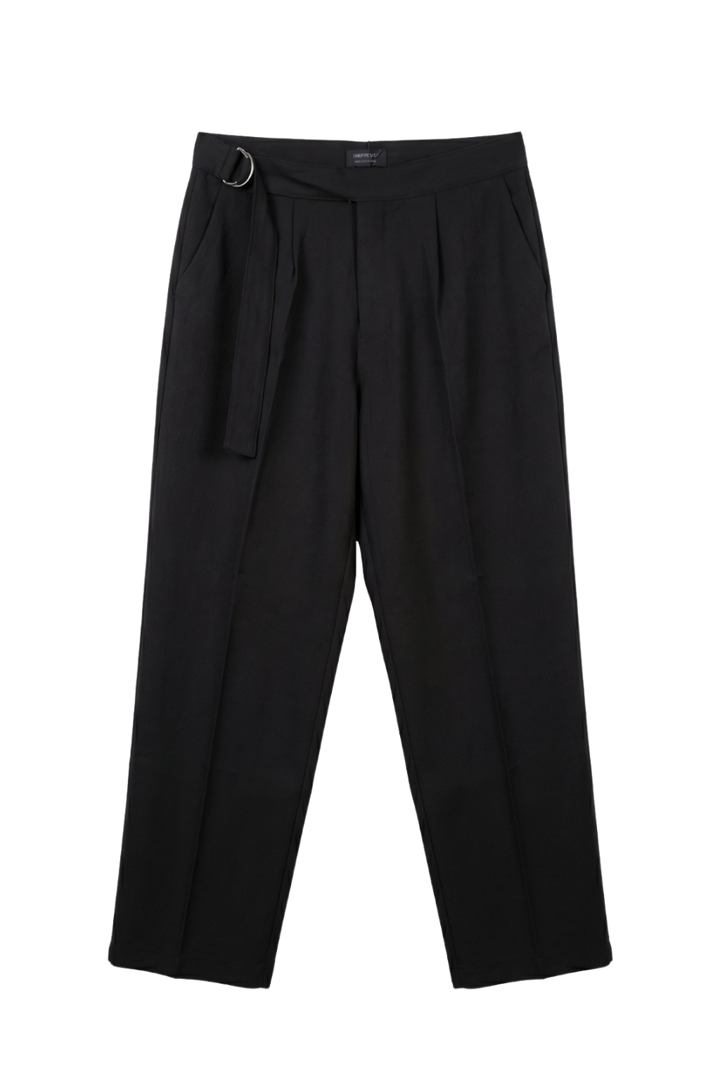 Black pants with a belt on a white background