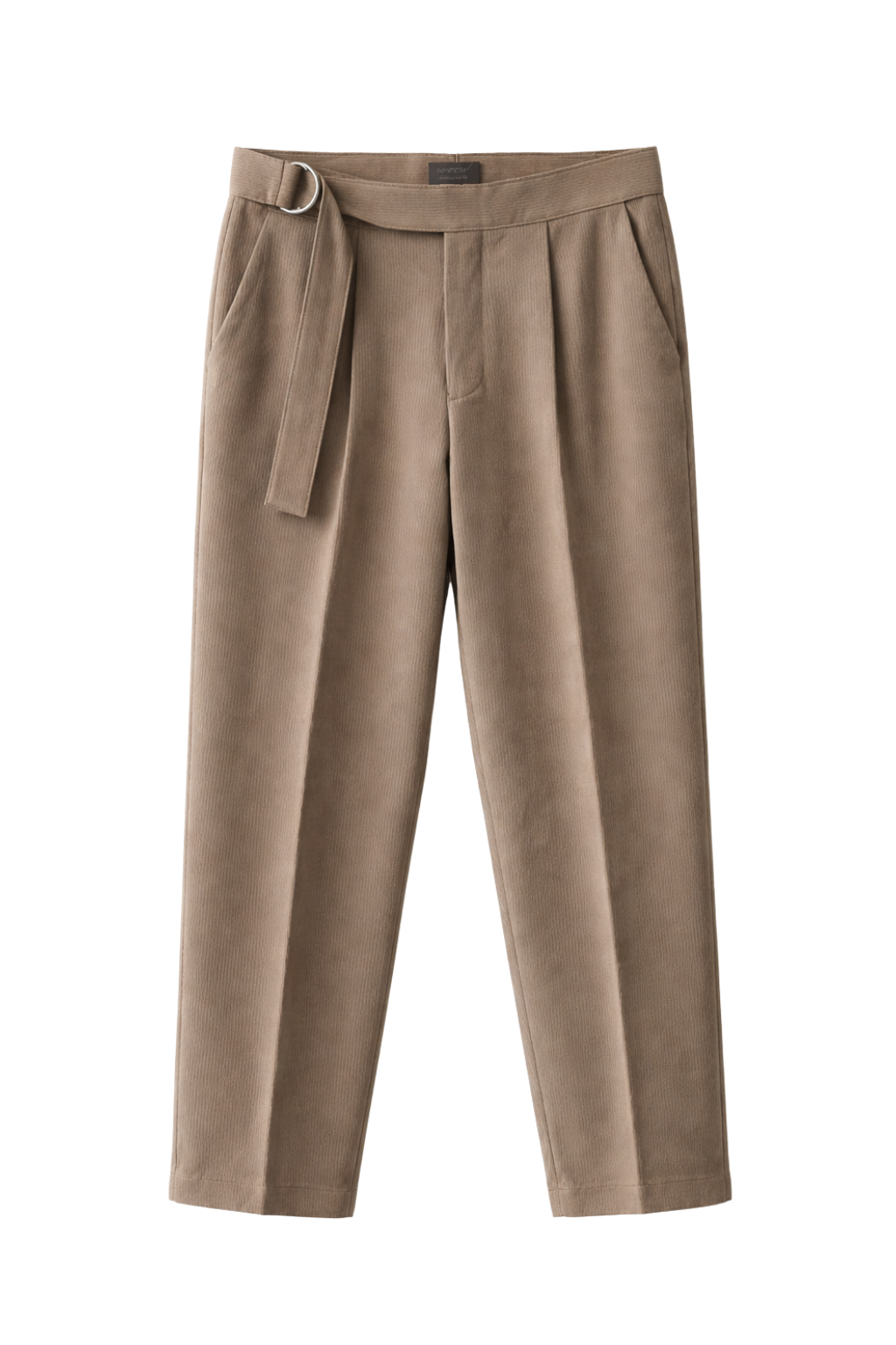 Brown pants with a belt on a white background