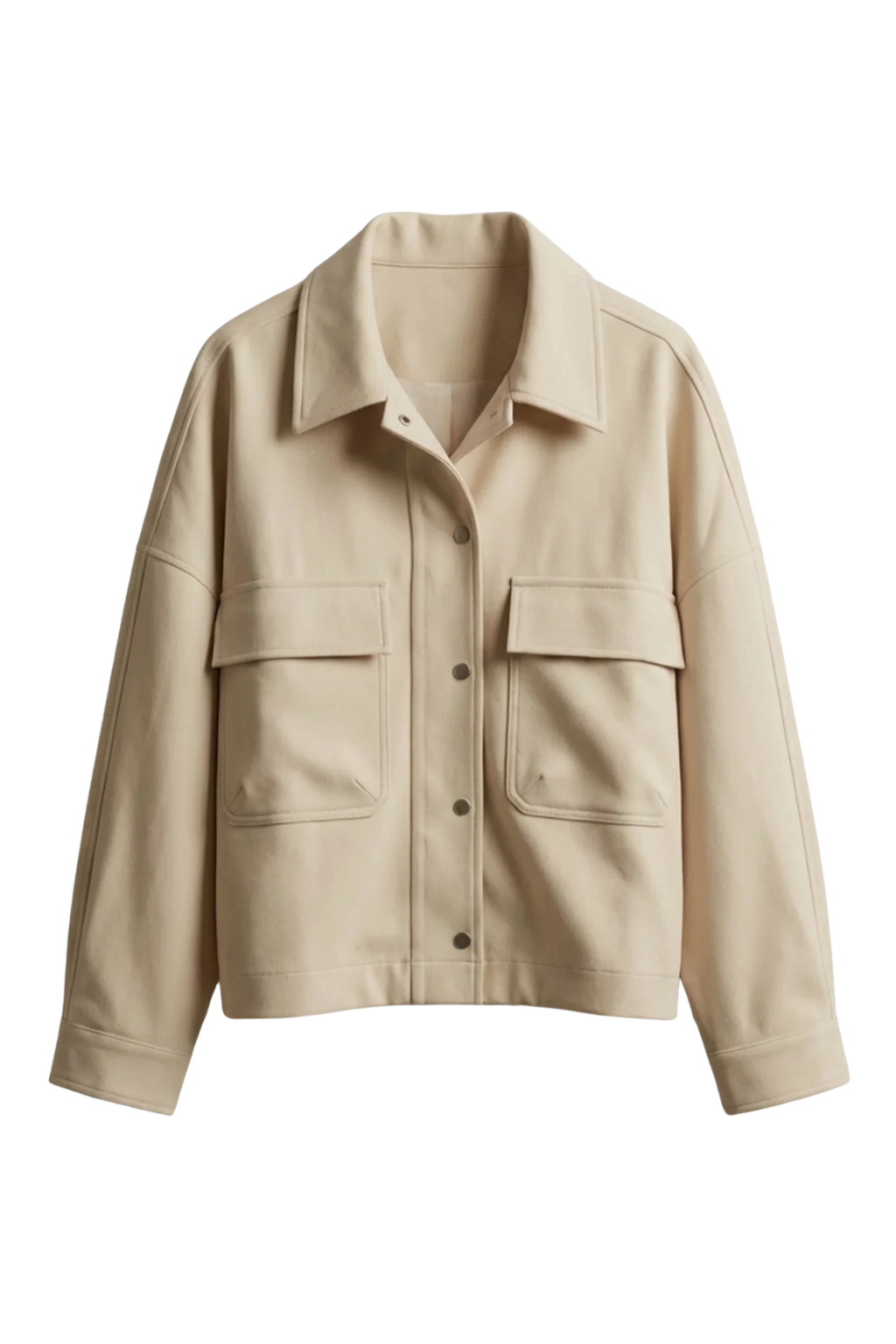 Brown jacket with two front pockets on a white background