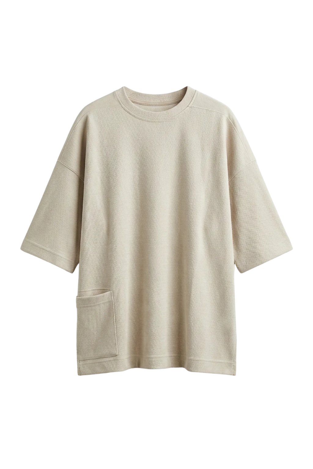 Beige oversized t-shirt on a white background