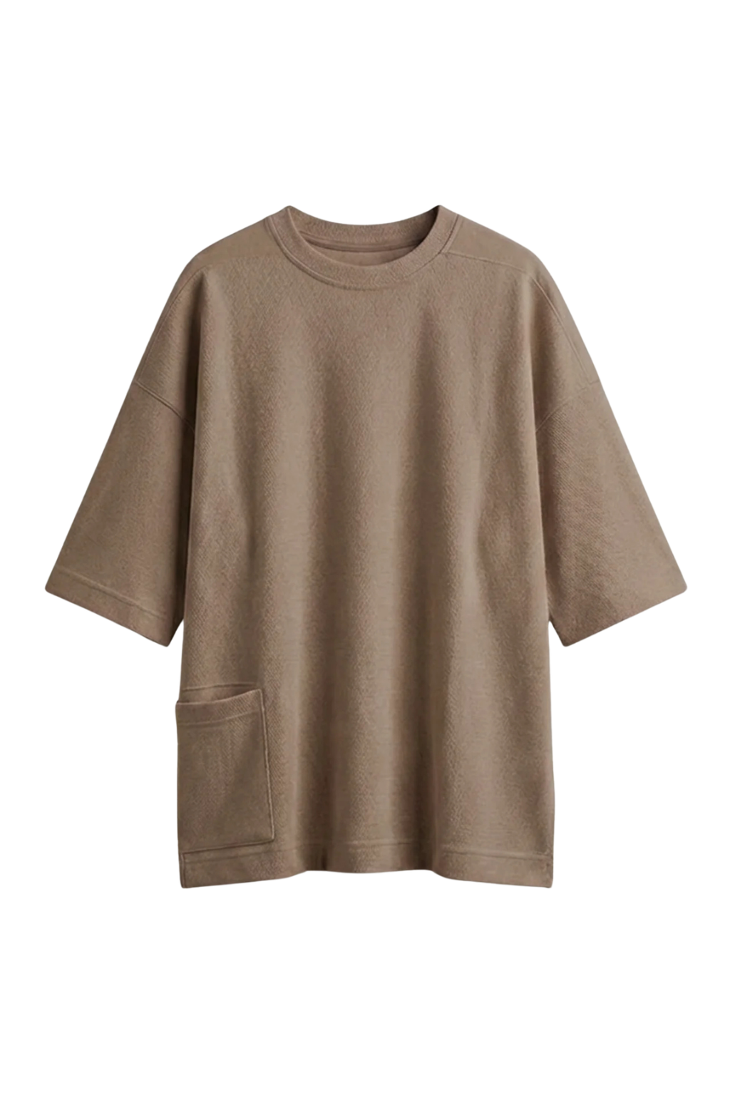 Brown t-shirt with a pocket on a white background