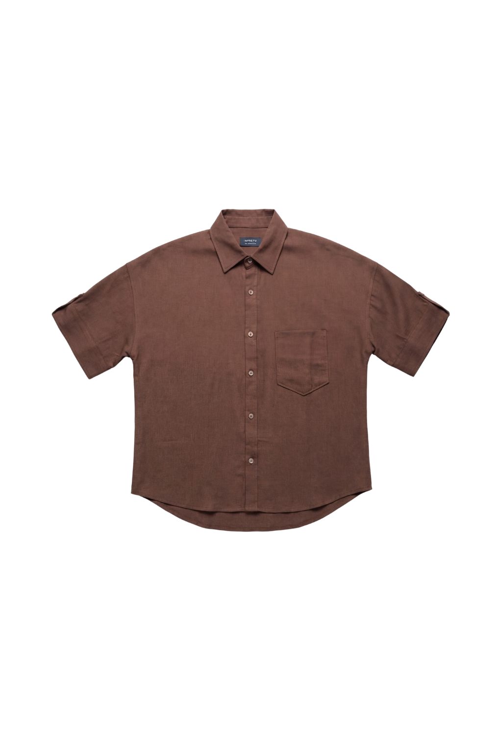 Brown short-sleeve shirt on a white background