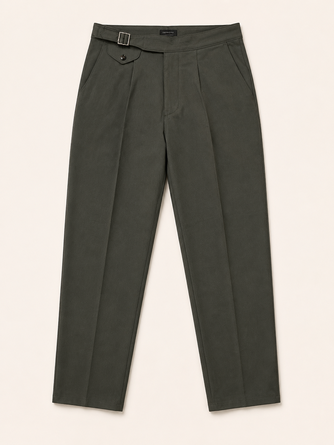 PLEATED GURKHA TROUSERS WITH BUCKLED WAIST
