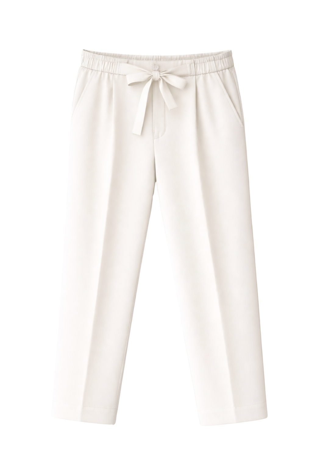 White pants with a belt on a white background