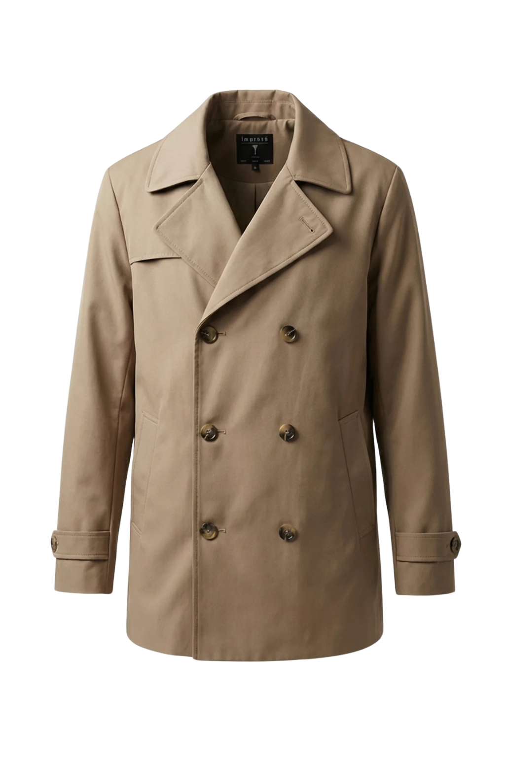 Beige trench coat on a white background