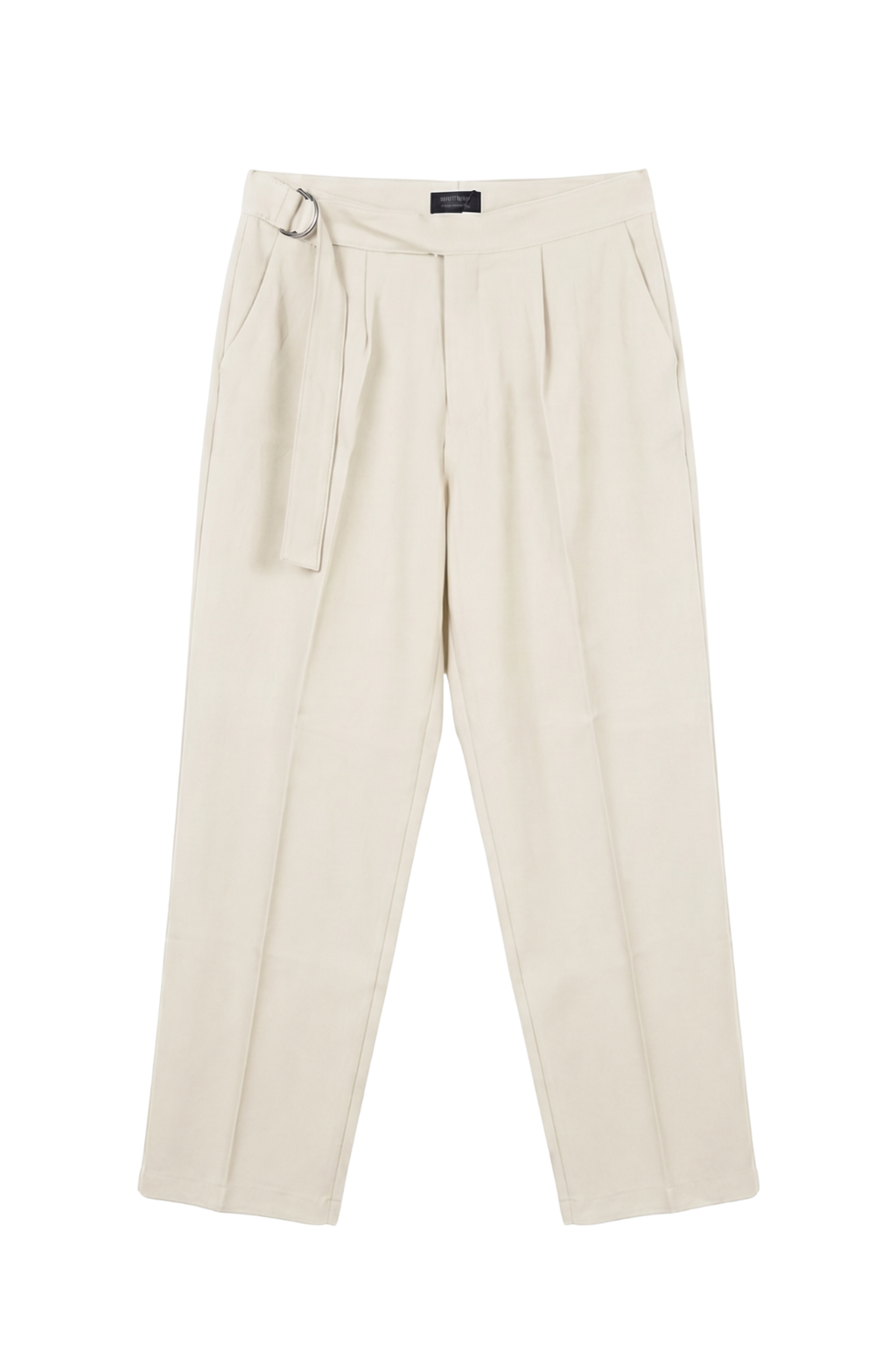 Beige pants with a tie waist on a white background