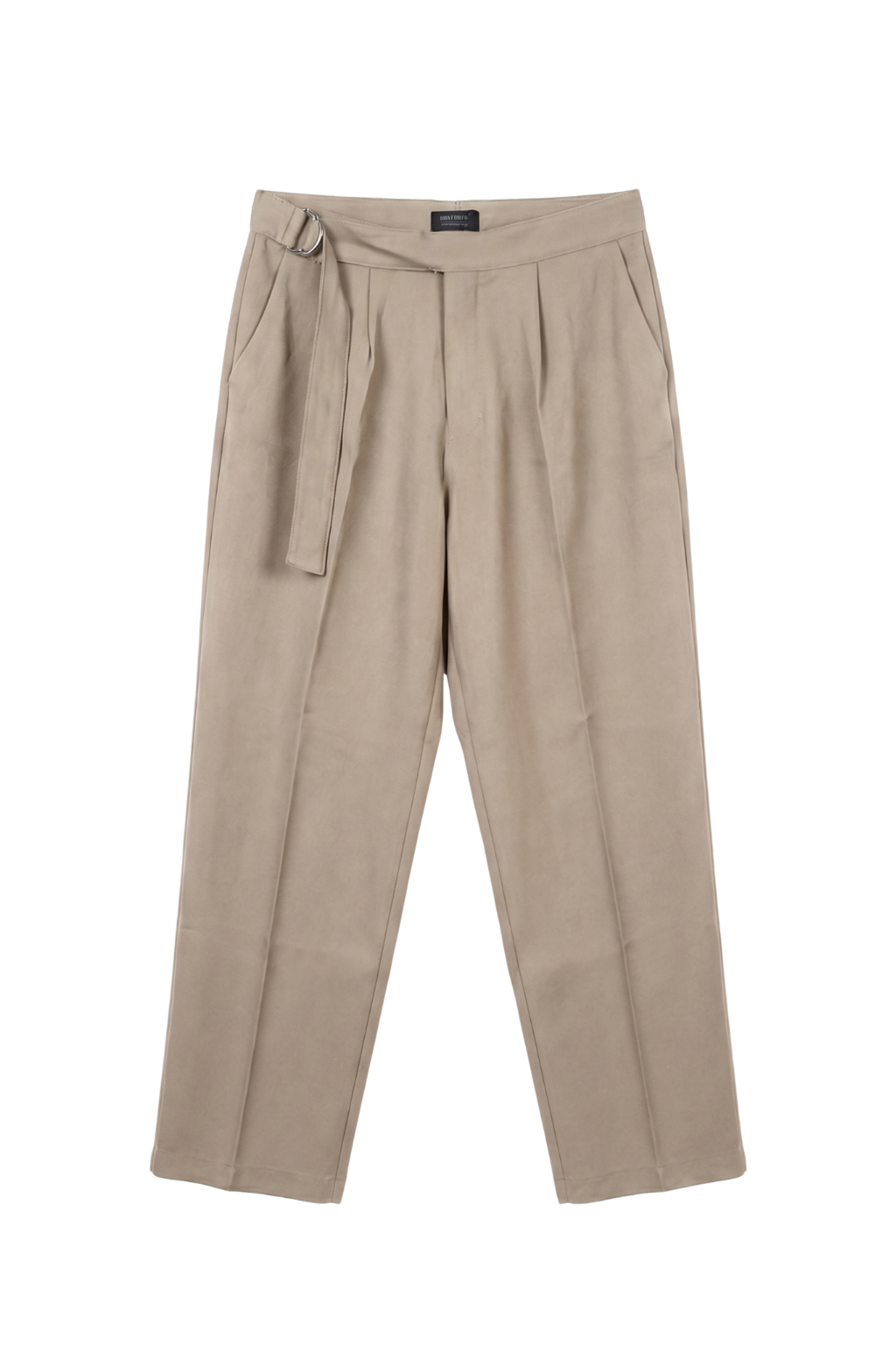 Beige pants with a belt on a white background