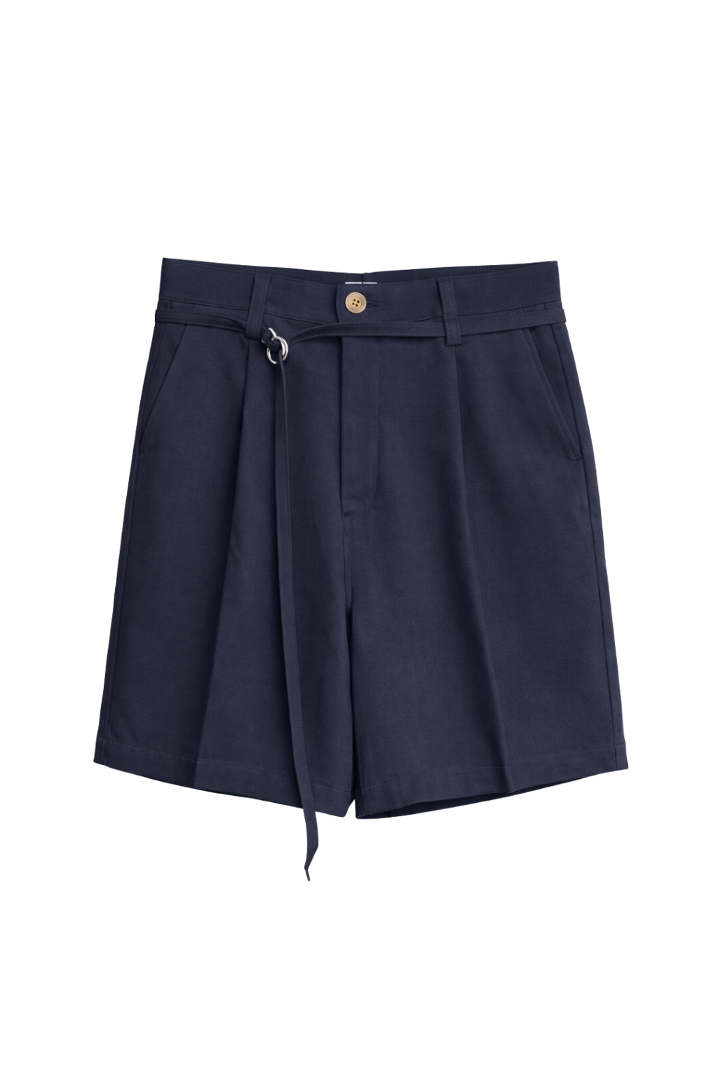 Navy blue skirt with a belt on a white background