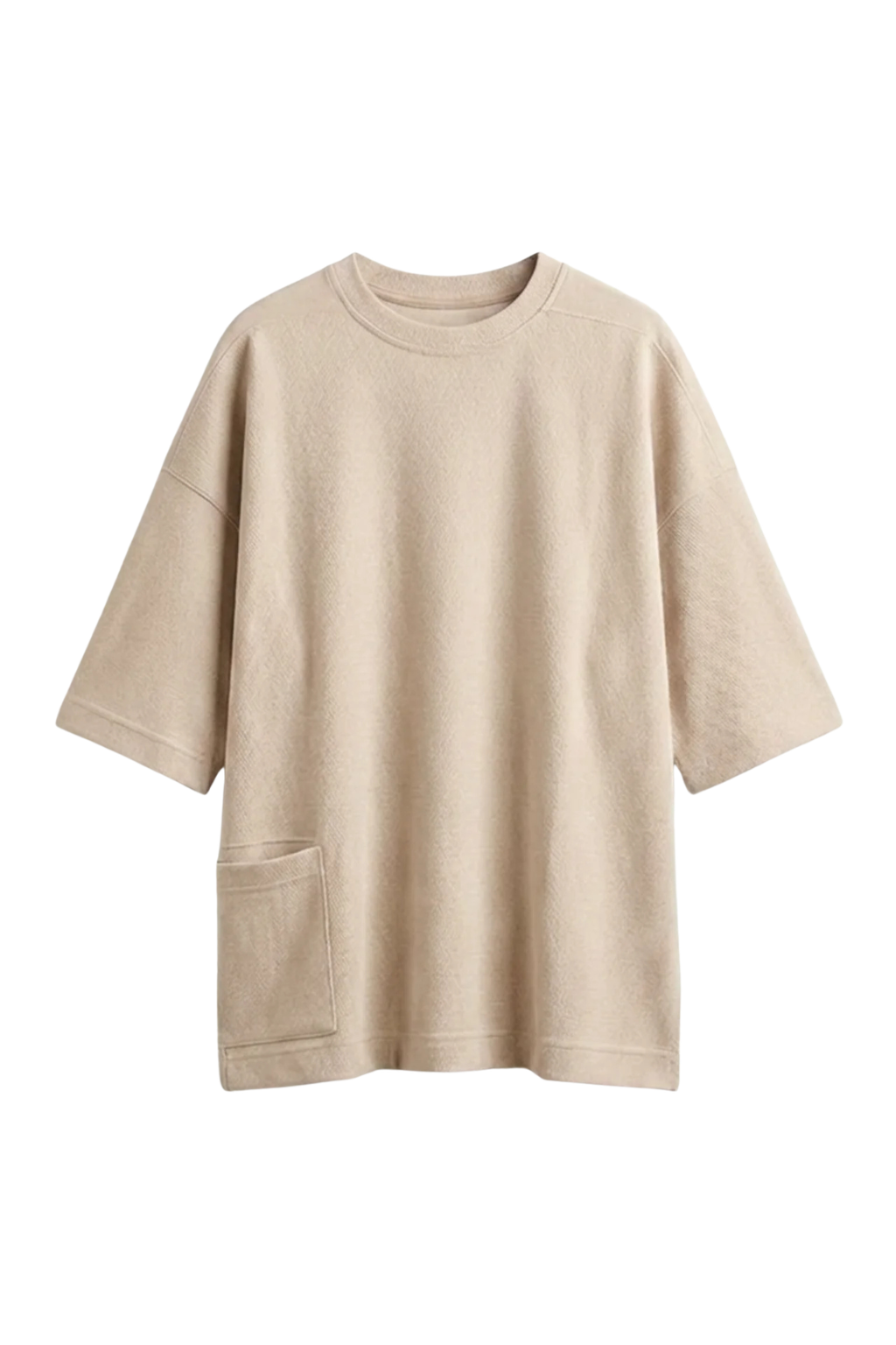 Beige oversized t-shirt on a white background