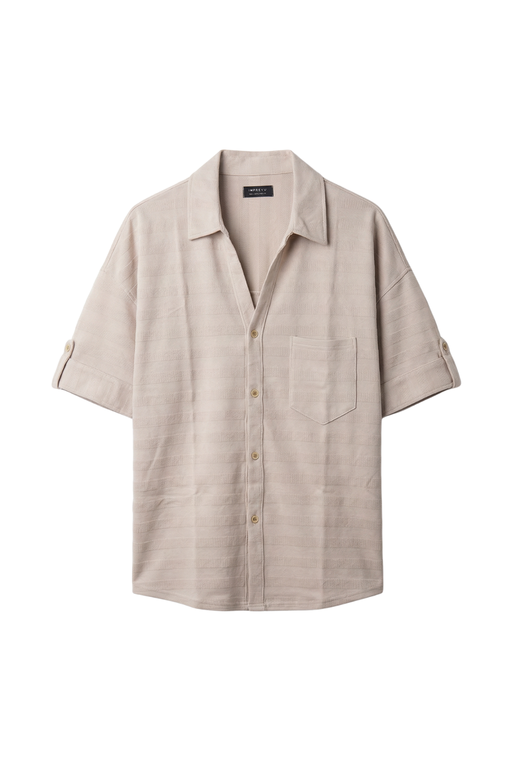 Beige short-sleeve shirt on a white background