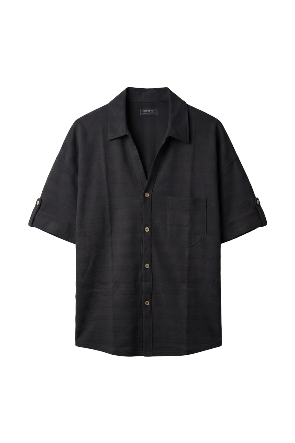 Black short-sleeve shirt on a white background