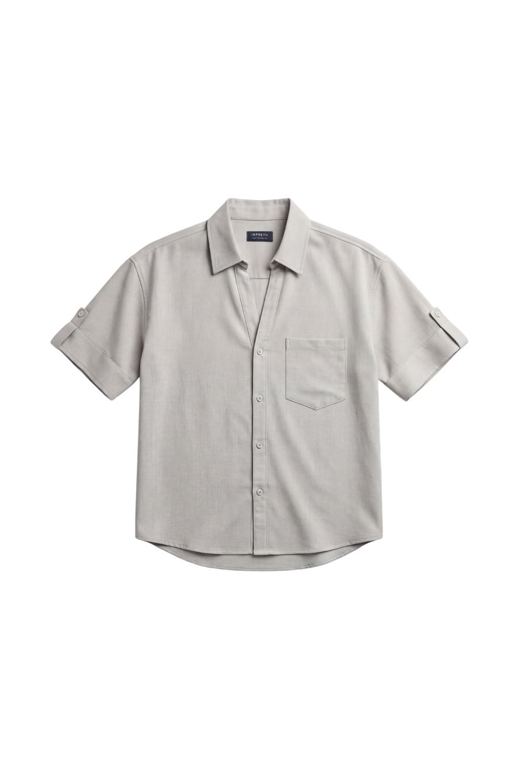 Light gray short-sleeve shirt on a white background